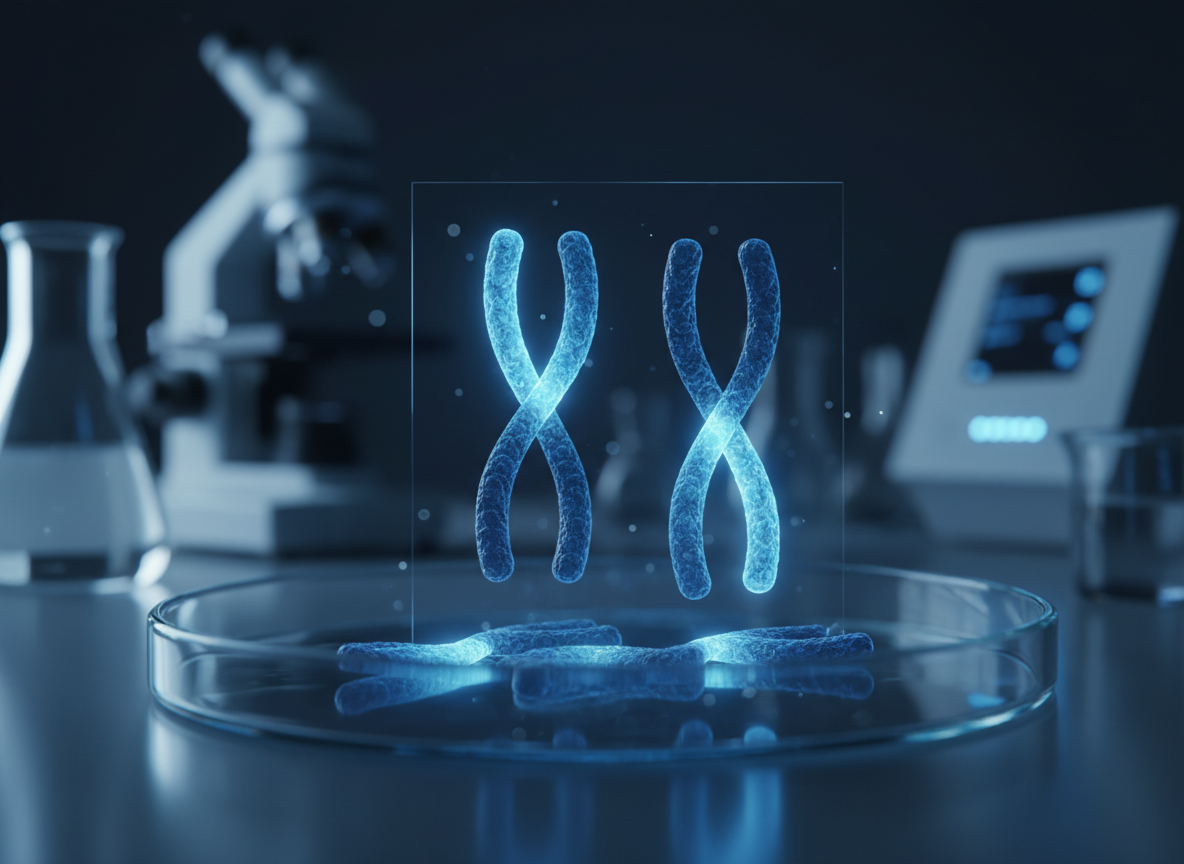Chromosome pairs illustration in blue tones